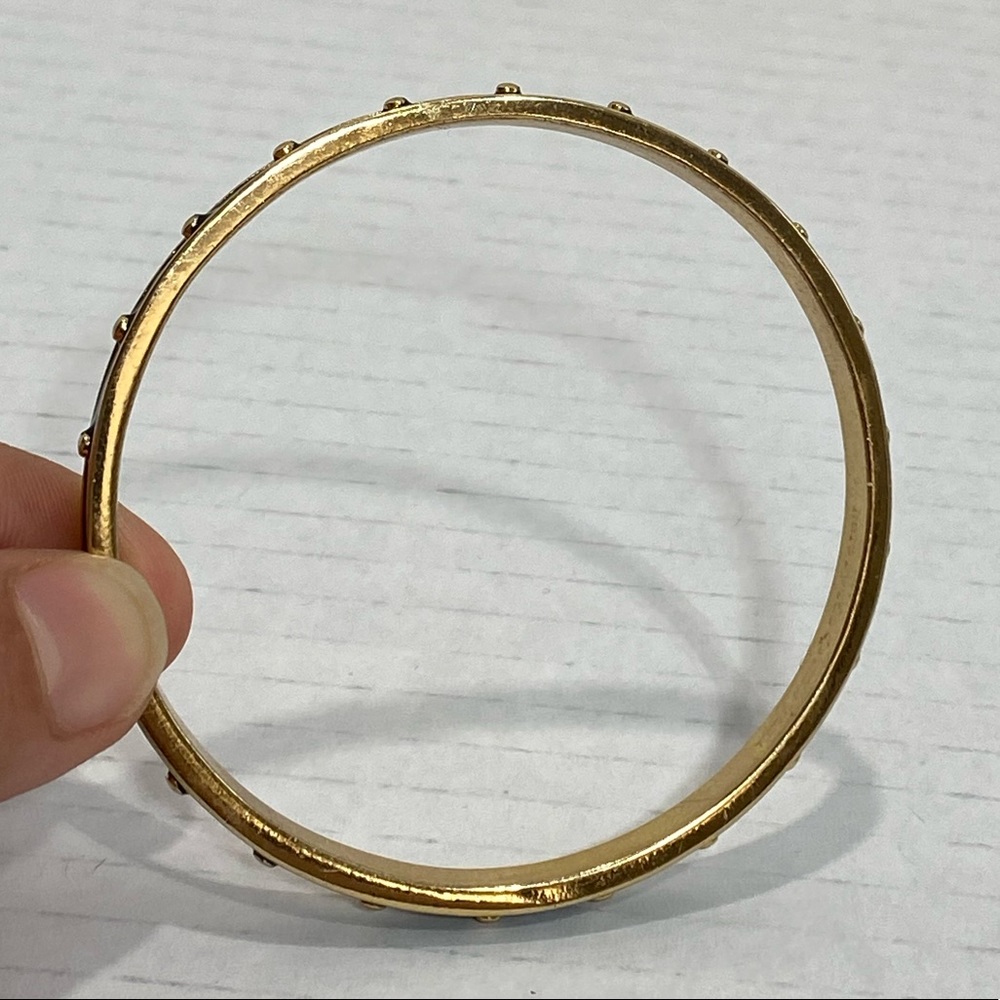 KATE SPADE || Black Inlaid Enamel Gold Ball Bangle Bracelet size 7 1/2 - Picture 9 of 12